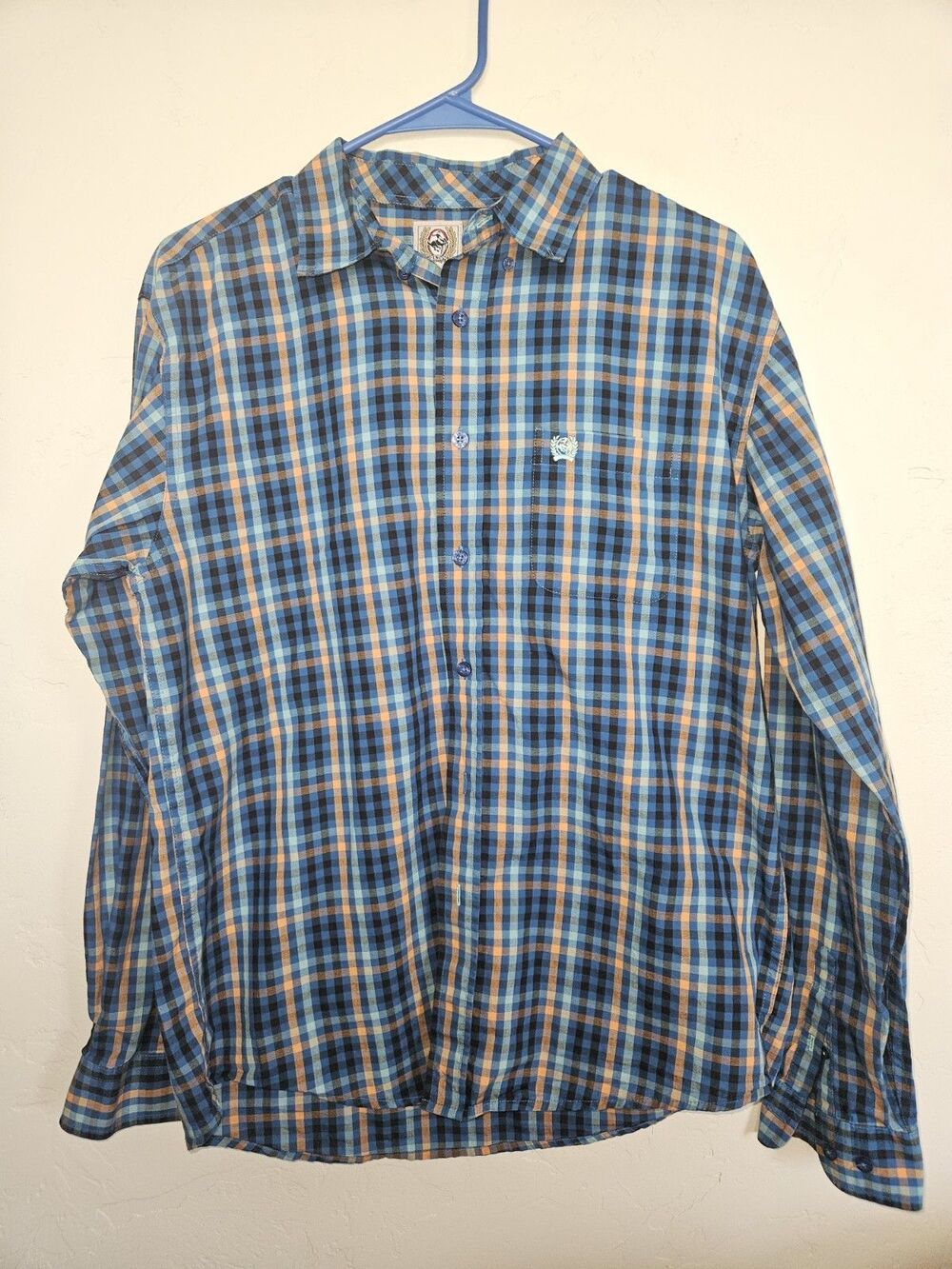 Cinch Men's Western Button-Down Cowboy Rodeo Long Sleeve Shirt, Blue, Size XXL